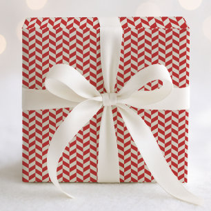 Retro Herringbone Chevrons Mönster i Red Presentpapper