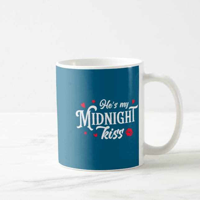 Retro He's My Midnight Kiss New Year Nye Matching  Kaffemugg (Höger)