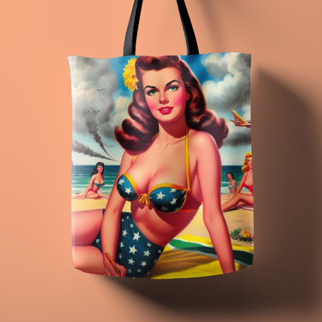 Retro Het Klassiskt Strand Pinup Tygkasse (Skapare uppladdad)