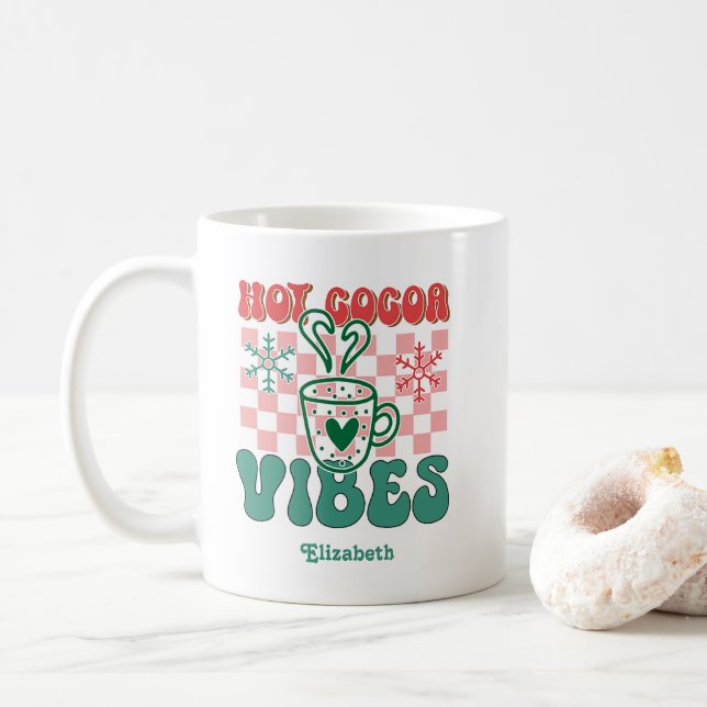 Retro "Hett Cocoa Vibes" Personlig jul Kaffemugg (Med munk)