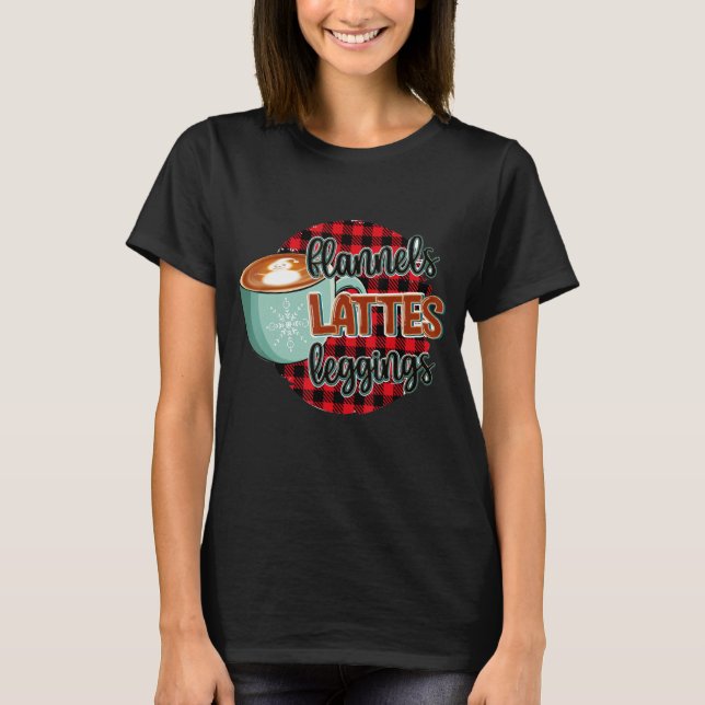 Retro Hett Kakaobakaffe Julflannel Lattes L. T Shirt (Framsida)