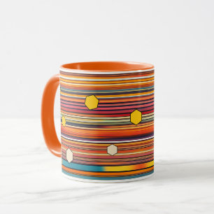 Retro Hexagon Rand-kaffe Mugg   Honeycomb