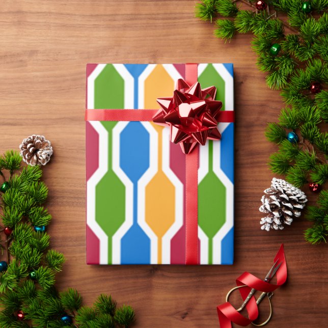 Retro Hexagons Presentpapper (Julgåva)
