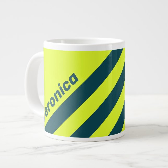 Retro HI VIS Gul med tre ränder och namn Jumbo Mugg (Framsida vänster)