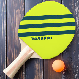 Retro HI VIS Gul med tre ränder och namn Pingisracket