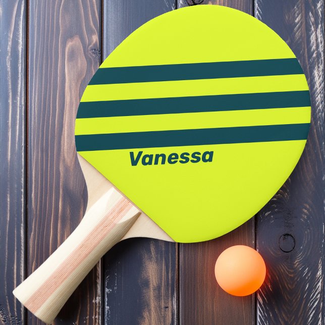 Retro HI VIS Gul med tre ränder och namn Pingisracket (Skapare uppladdad)