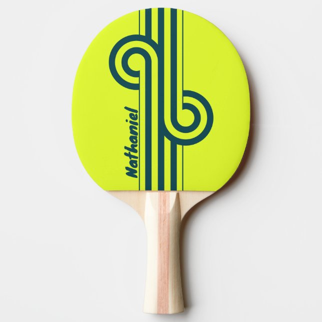 Retro HI VIS Gul Rand Loop med Namn Pingisracket (Baksidan)
