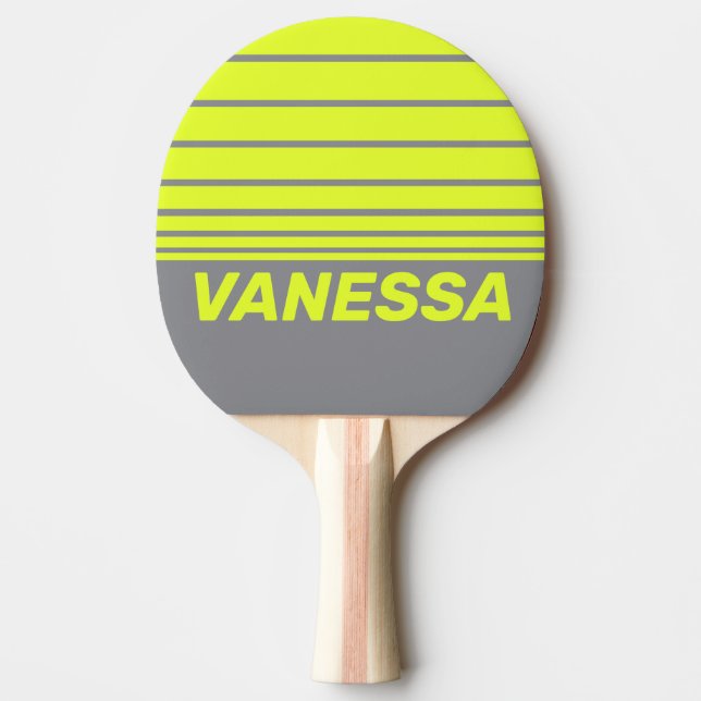 Retro HI VIS Tre Horisontella Ränder med Namn Pingisracket (Framsidan)