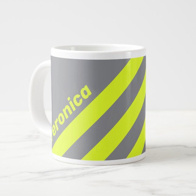 Retro HI VIS Tre Ränder med Namn Jumbo Mugg (Framsida vänster)