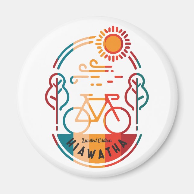 Retro Hiawatha Bike Trail Magnet (Framsidan)