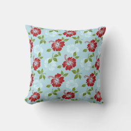 Retro Hibiscus Flower Mönster Exdoor Pillow Kudde
