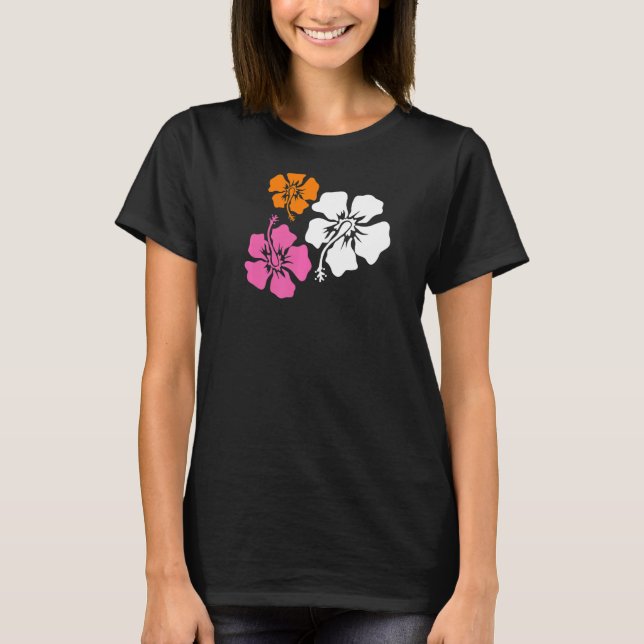 Retro Hibiscus Mönster Y2k Aesthetic 2000s Inspire T Shirt (Framsida)