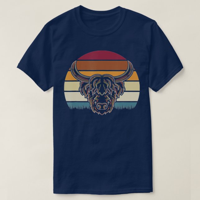 Retro Highland Cow T Shirt (Design framsida)