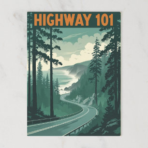 Retro Highway 101 California Kusten Vykort