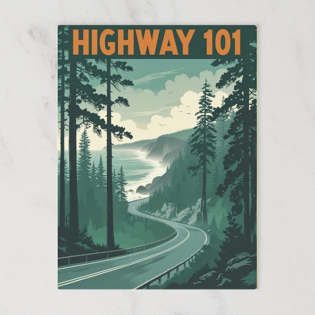 Retro Highway 101 California Kusten Vykort (Skapare uppladdad)