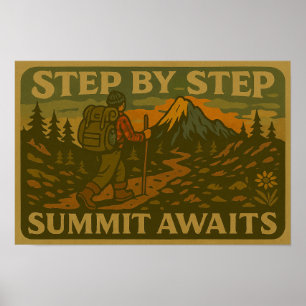 Retro Hiking Motivering Poster