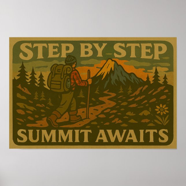 Retro Hiking Motivering Poster (Framsidan)