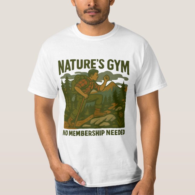 Retro Hiking & Outdoor Fitness T-Shirt (Framsida)