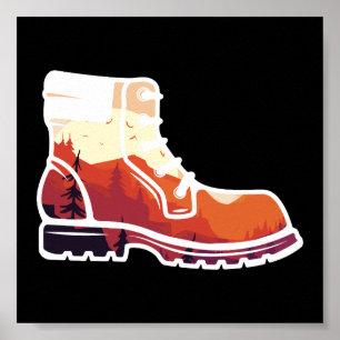 Retro Hiking Shoe Ligcape - Wilderness Sunset Poster