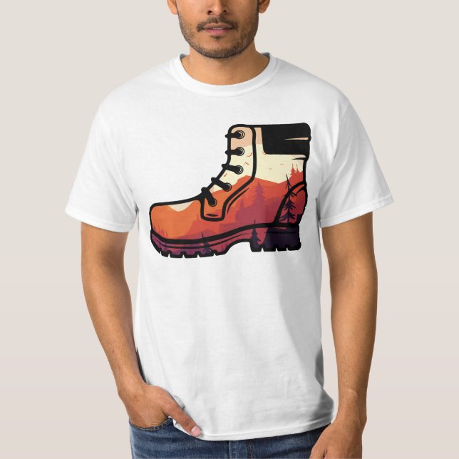 Retro Hiking Shoe Ligcape - Wilderness Sunset T Shirt (Framsida)
