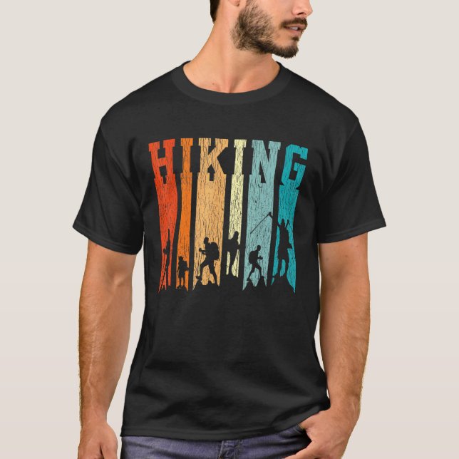 Retro Hiking utomhus Hike Camping Mountain H. T Shirt (Framsida)