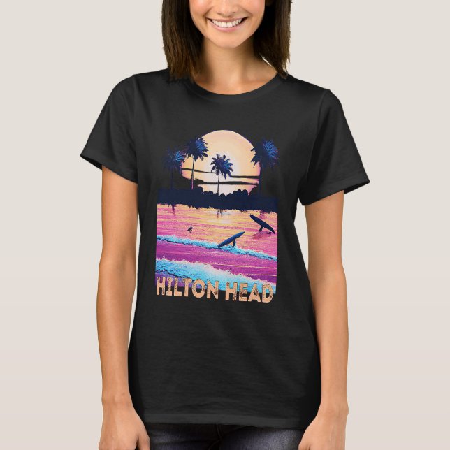 Retro Hilton Head North Carolina Souvenir Surf T Shirt (Framsida)