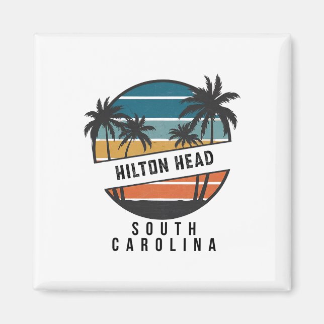 Retro Hilton Head South Carolina Surfbräda Surfing Magnet (Framsidan)