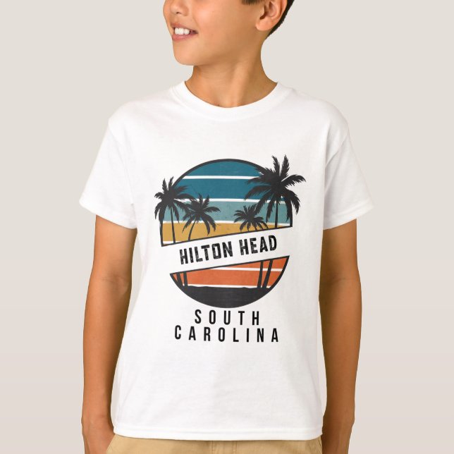 Retro Hilton Head South Carolina Surfbräda Surfing T Shirt (Framsida)