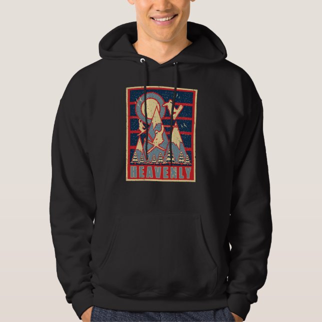 Retro Himmelsk Ski 80s Hoodie (Framsida)