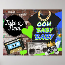 Retro Hip hop Baby Shower-Oh Baby Baby Treat Sign Poster