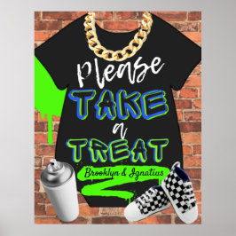 Retro Hip hop Baby Shower Urban Treat Sign Poster