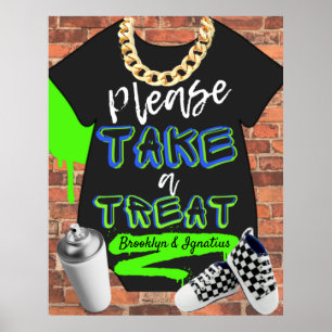 Retro Hip hop Baby Shower Urban Treat Sign Poster