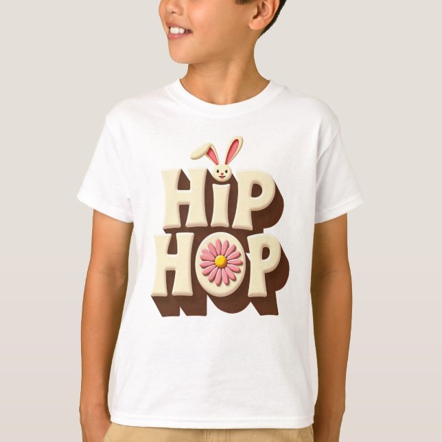 Retro Hip Hop Easter Bunny  T Shirt (Framsida)
