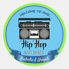 Retro Hip hop Gender Reveal Baby Shower Runt Klistermärke