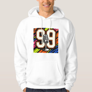 Retro Hip-Hop Graffiti 99 & Mikrofon Vit Hoodie