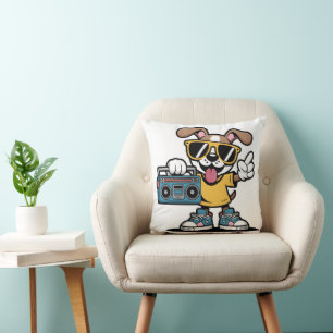 Retro Hip Hop Hund: Cool Serieteckning Valp Kudde