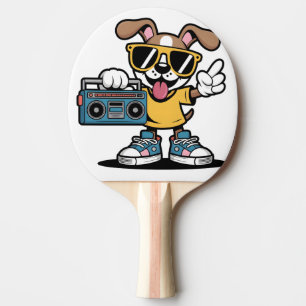 Retro Hip Hop Hund: Cool Tecknad Valp  Pingisracket