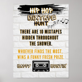 Retro Hip hop Mixtape Hunt Urban Party Game Poster