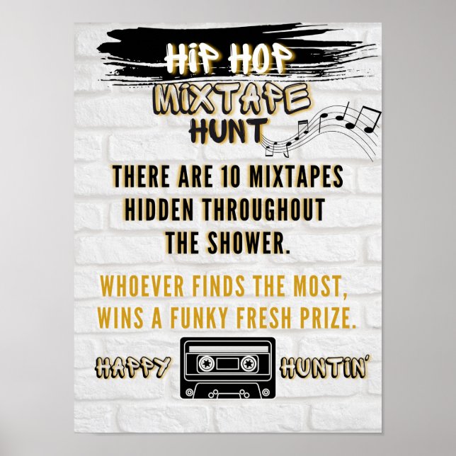 Retro Hip hop Mixtape Hunt Urban Party Game Poster (Framsidan)