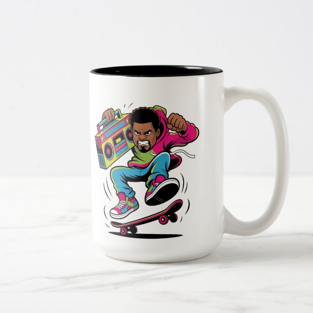 Retro Hip Hop Skateboardåkare Två-Tonad Mugg (Höger)