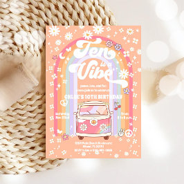 Retro Hippie 10-års födelsedinbjudan Inbjudningar