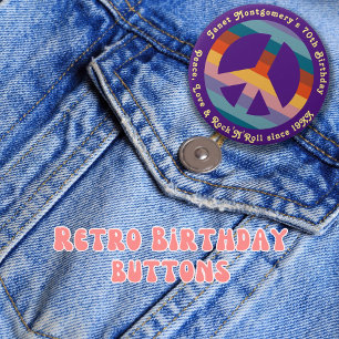 Retro Hippie 60:s Baby Boomer Milestone Birthday Knapp