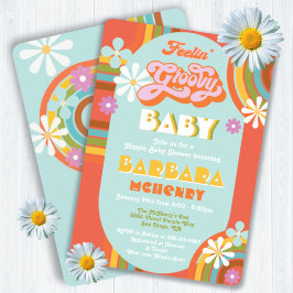 Retro Hippie 70:s 60:e Groovy Baby Shower Inbjudningar