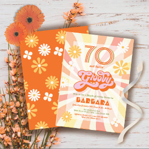Retro Hippie 70:s 60:e Groovy-Födelsedagsfest Inbjudningar
