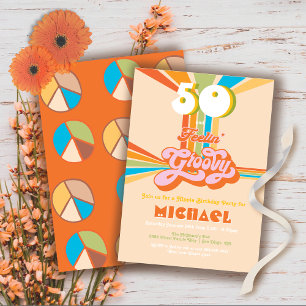 Retro Hippie 70:s 60:e Groovy Födelsedagsfest Invi Inbjudningar