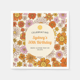 Retro Hippie 70-talets Blommönster Pickleball Part Pappersservett