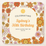 Retro Hippie 70-talets Blommönster Pickleball Part Underlägg Papper Kvadrat<br><div class="desc">Toppen roligt pappra underlägg för nästa pickleball party - designen har ett blommönster och anpassningsbar. Perfekt för födelsedagsfester eller daglig pickleball party.</div>
