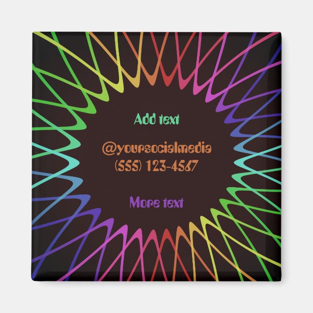 Retro Hippie 70s psykodelisk spirograf din text Magnet (Framsidan)