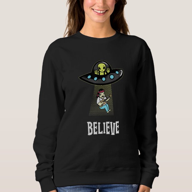 RETRO HIPPIE ALIEN BELIEVE Hippie Hippy T Shirt (Framsida)
