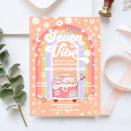 Retro Hippie Birthday Invitation Inbjudningar